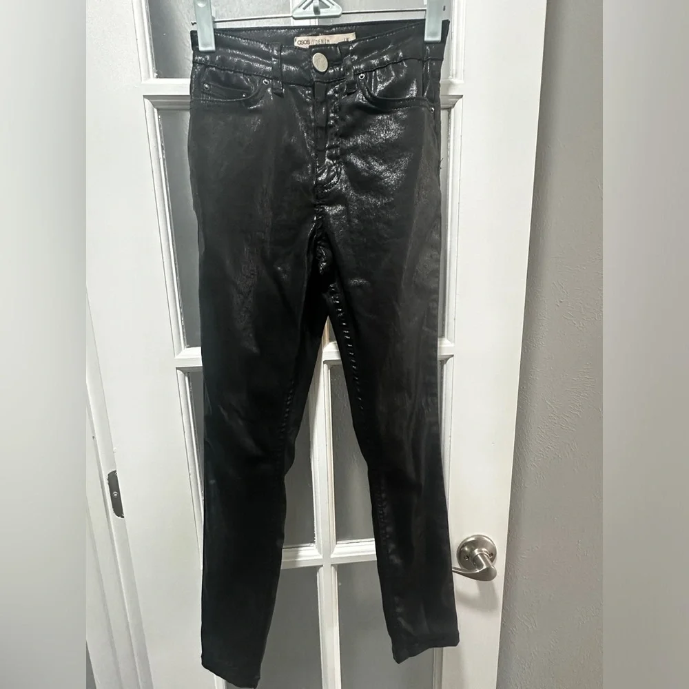 ASOS DESIGN faux leather straight leg pants in black - Picture 1 of 6